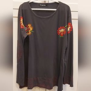 Leopards & Roses floral tunic top